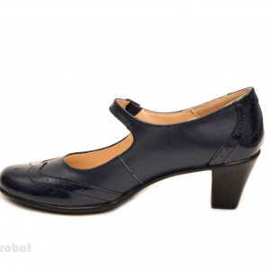Pantofi dama eleganti din piele naturala bleumarin cu toc de 5 cm cod P106BL