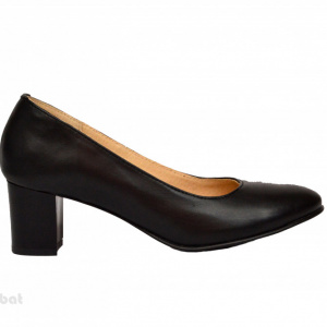 Pantofi dama negri cu toc aplicat din piele naturala cod P357