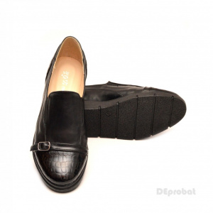 Pantofi dama negri sport-casual din piele naturala cu elastic cod P101