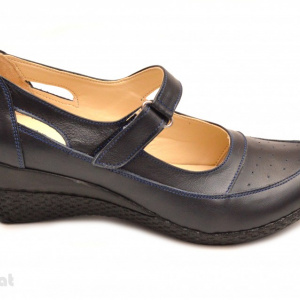 Pantofi dama piele naturala bleumarin cu platforma cod P57 - Made in Romania
