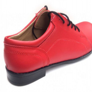 Pantofi dama piele naturala rosii cu siret cod P92R