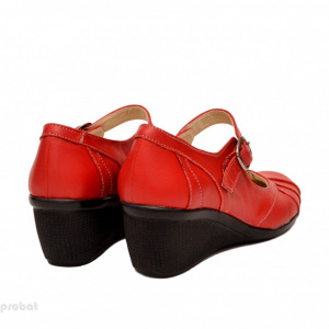 Pantofi dama rosii din piele naturala cu platforma cod P156R - Made in Romania