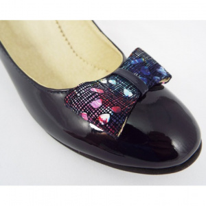 Pantofi eleganti dama bleumarin lacuiti din piele naturala cod P327