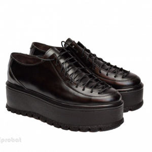 Pantofi negri dama cu talpa inalta 5,5 cm din piele naturala cod P188N