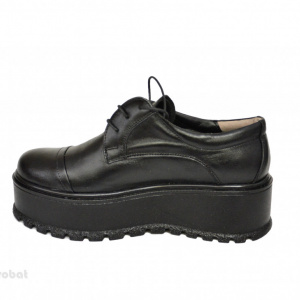 Pantofi negri dama cu talpa inalta 5,5 cm din piele naturala cod P204