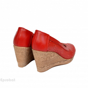 Pantofi rosii dama din piele naturala cod P360