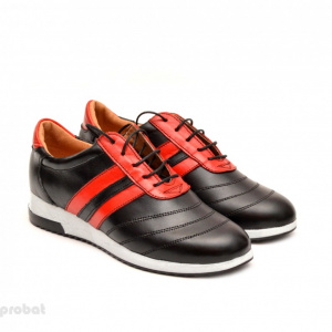 Pantofi sport dama piele naturala negru cu rosu cod P79 - Made in Romania