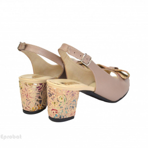Sandale bej dama din piele naturala toc aplicat 5 cm cod S326