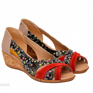Sandale dama multicolore cu platforma din piele naturala cod S60