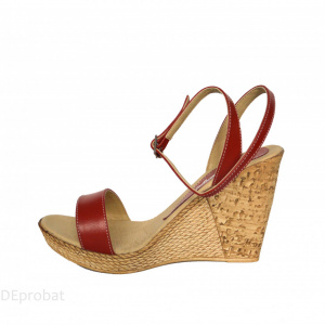 Sandale dama rosii cu platforma de 10,5 cm cm din piele naturala cod S53ROSU