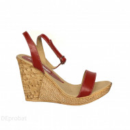 Sandale dama rosii cu platforma de 10,5 cm cm din piele naturala - LICHIDARE STOC 38