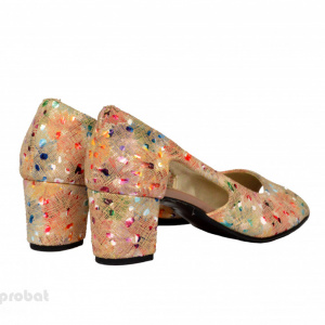 Sandale multicolore dama din piele naturala toc 5 cm cod S301