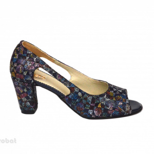 Sandale multicolore dama din piele naturala toc 7,5 cm cod S308