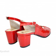 Sandale rosii dama din piele naturala toc aplicat 5 cm cod S324