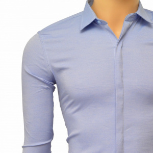 Camasa Slim Fit Albastra eleganta - Camasa albastra marime mare ZR80 (Marimi XL-5XL)