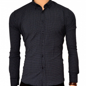 Camasa Slim Fit barbati bleumarin cu picatele albe - Camasa barbati ZR72