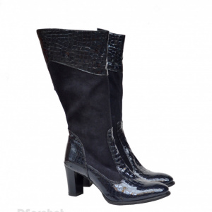 Cizme dama negre din piele naturala cu toc cod LSSG331 - LICHIDARE STOC