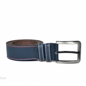 Curea piele naturala Bleumarin cu cusaturi (latime 3,7 cm) - cod C146