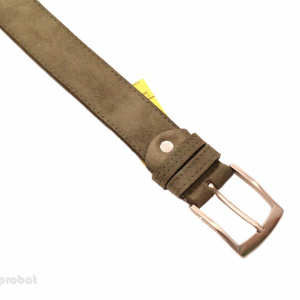 Curea piele naturala intoarsa Khaki (latime 3,5 cm) - Made in Romania C49