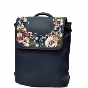 Geanta dama Good Mood - Rucsac bleumarin inflorat dama cod 313BLM