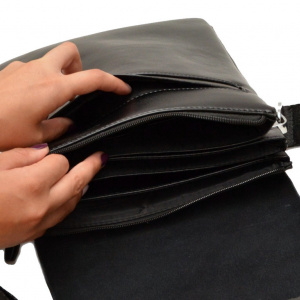 Geanta unisex piele Casual Office (Negru) - 27 x 22 cm - Borseta unisex pentru tableta