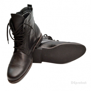Ghete barbati piele naturala Negre casual-elegante cu siret cod G24