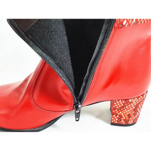 Ghete dama rosii din piele naturala cu toc imbracat cod G303