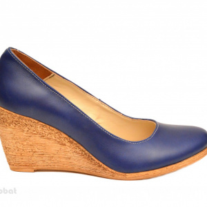 Pantofi albastri dama eleganti - casual din piele naturala cod P133