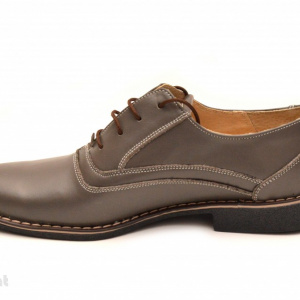 Pantofi barbati piele naturala Gri casual-eleganti cu siret cod P52