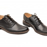 Pantofi barbati piele naturala negri casual-eleganti cu siret cod P22