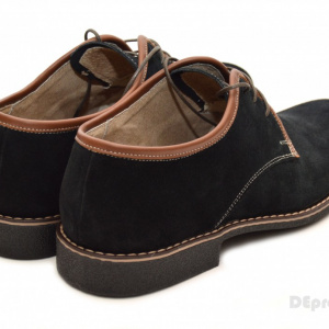 Pantofi barbati piele naturala velur negri casual-eleganti cu siret cod P24