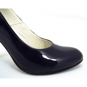Pantofi dama bleumarin eleganti din piele naturala lacuita cu toc de 9 cm cod P335