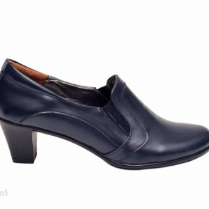 Pantofi dama eleganti bleumarin din piele naturala cu toc 6 cm cod P138