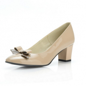 Pantofi dama eleganti din piele naturala bej lacuit cod P303