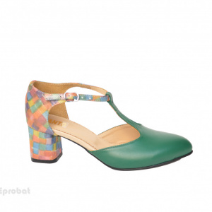 Pantofi dama eleganti din piele naturala, culori combinate cod P398