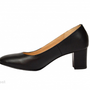 Pantofi dama negri cu toc aplicat din piele naturala cod P357