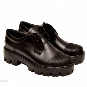 Pantofi dama negri lucrati manual din piele naturala cod P149