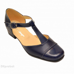 Pantofi dama piele naturala bleumarin cu bareta cod P26BLM