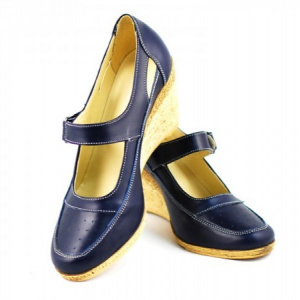 Pantofi dama piele naturala bleumarin cu platforma cod P74BL - Made in Romania