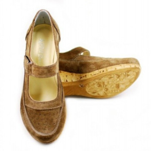 Pantofi dama piele naturala maro velur cu platforma cod P87MVEL - Made in Romania