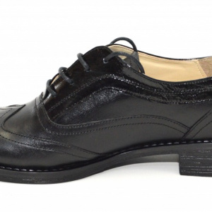 Pantofi dama piele naturala negri cu siret cod P21N - Made in Romania