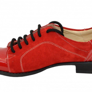 Pantofi dama piele naturala rosii cu siret cod P28