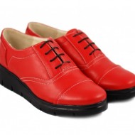 Pantofi dama rosii casual-eleganti din piele naturala cod P47R