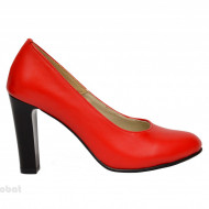 Pantofi dama rosii eleganti din piele naturala cu toc de 9 cm cod P310