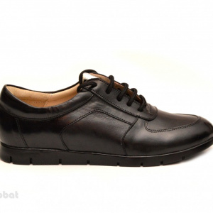 Pantofi dama sport-casual negri din piele naturala cu siret cod P110