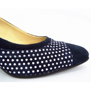 Pantofi eleganti dama bleumarin din piele naturala velur cod P321
