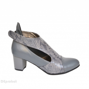 Pantofi gri dama eleganti din piele naturala cod P394