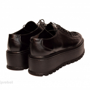 Pantofi negri dama cu talpa inalta 5,5 cm din piele naturala cod P188N