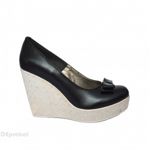Pantofi negri dama din piele naturala platforma 11 cm cod P369N