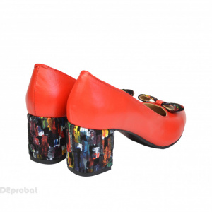 Pantofi rosii dama eleganti din piele naturala cod P379
